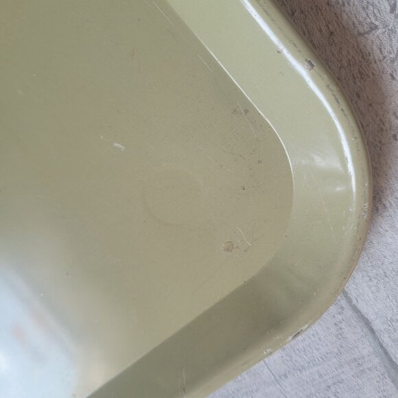 Vintage Rectangular Metal Floral Serving Tray With White Flowers & Green Leaves - Picture 3 of 6